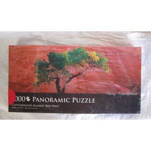 1000 piece Panoramic Jigsaw Puzzle Cottonwood against red wall by Terry Thompson